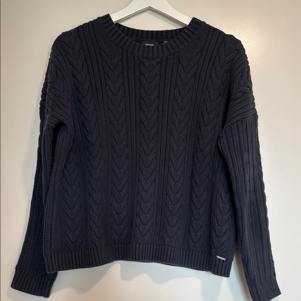 Superdry Womens Navy Cable Knit Sweater